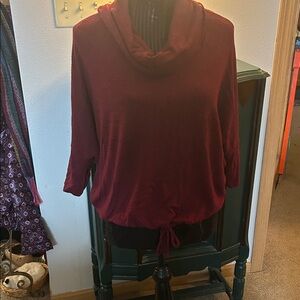 Green Envelope Maroon Cowl Neck Sweater